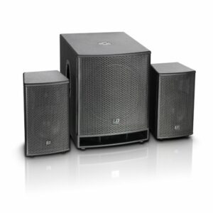 LD  DAVE18G3 - Sistema compacto de PA activo, subwoofer de 18", altavoces, medios/altos de 10", Amplificador Clase D. Potencia del amplificador del sistema (RMS) 1200 W. Potencia del amplificador del sistema (pico) 4800 W.