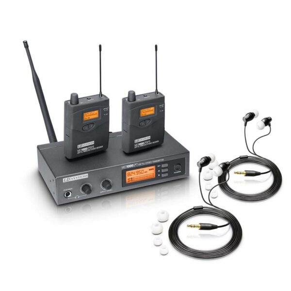 LD MEI1000G2BUNDLE - Sistema de monitoraje intraauditivo inalámbrico con 2 petacas y 2 auriculares intraauditivos