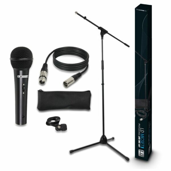 LD MICSET1 - Micrófono Set con micrófono, soporte, cable y abrazadera
