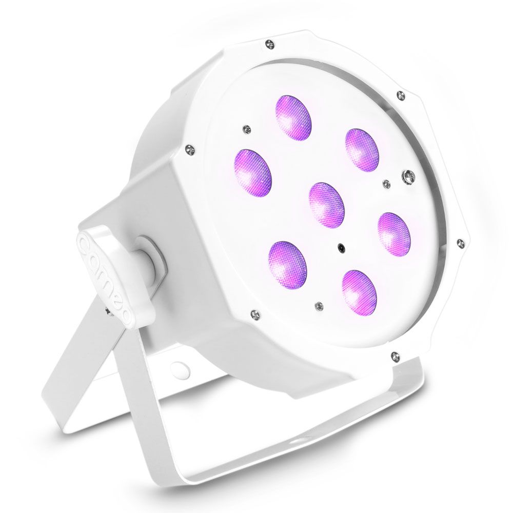 Cameo FLAT PAR CAN 1 UVIR WH - 7 x 3 W High Power FLAT LED UV PAR Light In White Housing