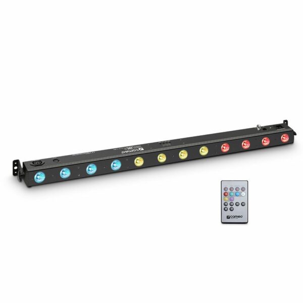NEW TRIBAR 200 IR - Barra de LEDs tricolor 12 x 3 W con carcasa negra y mando a distancia por infrarrojos