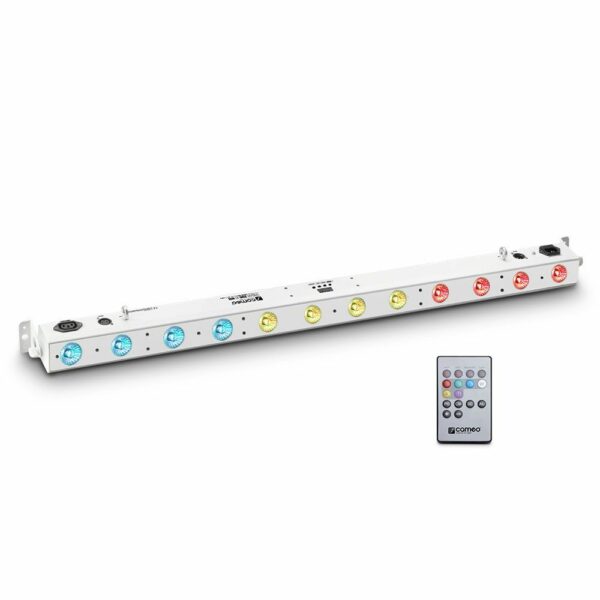 CAMEO   TRIBAR200IRWH - Barra de LEDs tricolor 12 x 3 W. con carcasa de color blanco y mando a distancia por infrarrojos