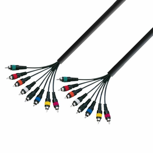 A.H. Cables  K3L8CC0500 - Manguera de Cable de 8 RCA macho a 8 RCA macho de 5 metros