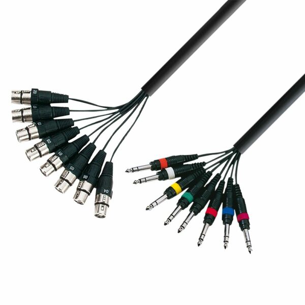 A.H. Cables  K3L8FV0300 - Manguera de Cable de 8 XLR hembra a 8 Jacks 6,3 mm. estéreo de 3 metros