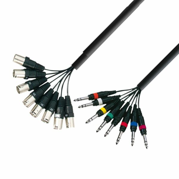A.H. Cables K3L8MV0300 - Manguera de Cable de 8 XLR macho a 8 Jacks 6,3 mm. estéreo de 3 metros