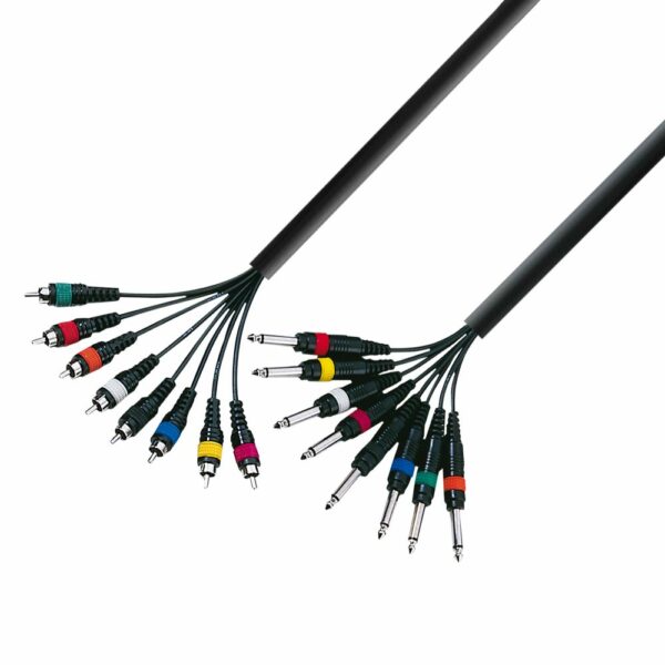 A.H. Cables  K3L8PC0300 - Manguera de Cable de 8 Jacks 6,3 mm. mono a 8 RCA macho de 3 metros