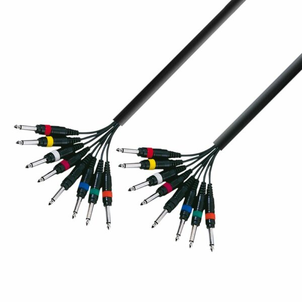 A.H. Cables  K3L8PP0300 - Manguera de Cable de 8 Jacks 6,3 mm. mono a 8 Jacks 6,3 mm. mono de 3 metros