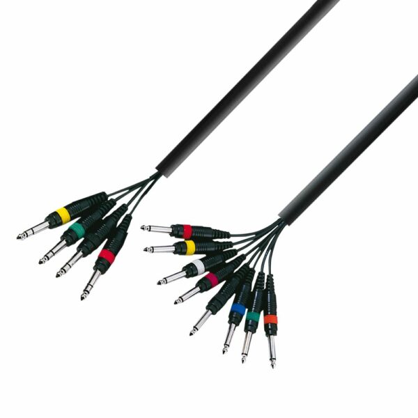A.H. Cables K3L8VP0300 - Manguera de Cable de 4 Jacks 6,3 mm. estéreo a 8 Jacks 6,3 mm. mono de 3 metros