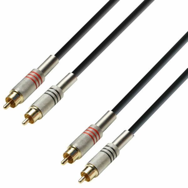 A.H. Cables,  K3TCC0100 - Cable de Audio de 2 RCA macho a 2 RCA macho de 1 metro