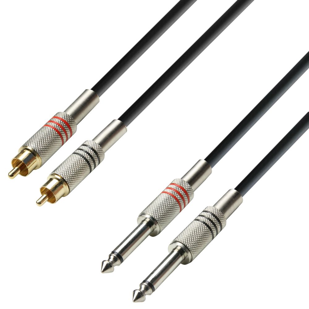 K3 TPC 0100 - Cable de Audio de 2 RCA macho a 2 Jacks 6,3 mm mono 1 m