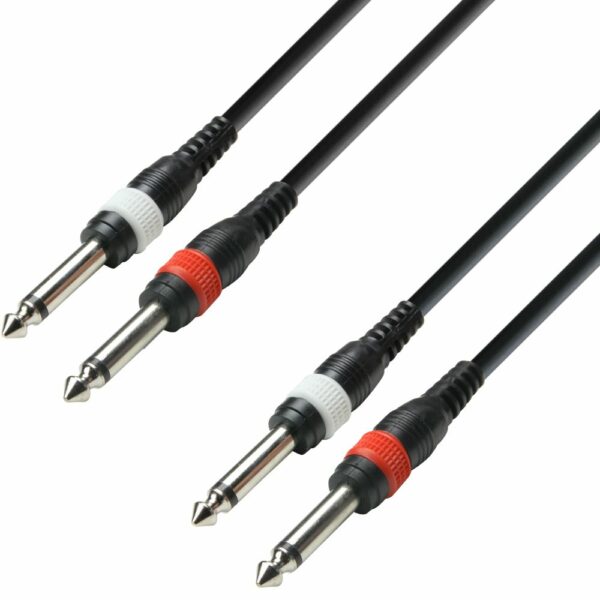 A.H. Cables,  K3TPP0100 - Cable de Audio de 2 Jacks 6,3 mm. mono a 2 Jacks 6,3 mm. mono de 1 metro