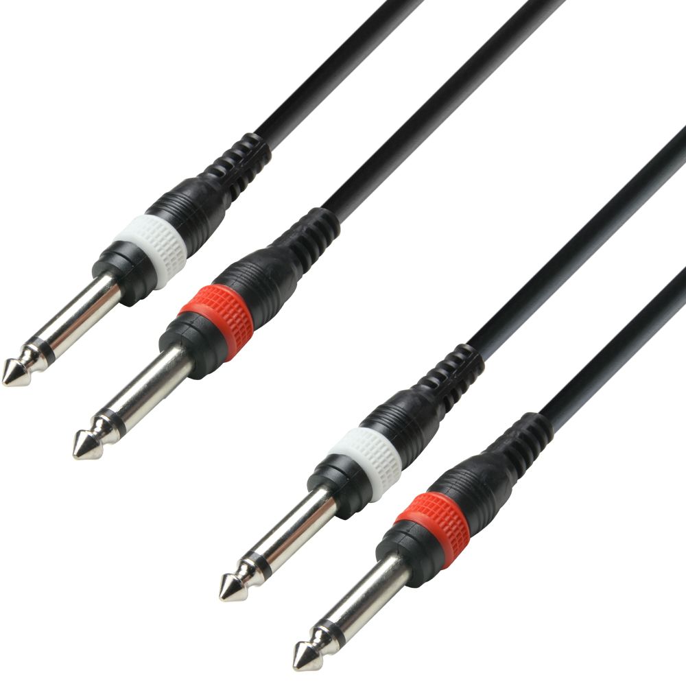 K3 TPP 0100 - Cable de Audio de 2 Jacks 6,3 mm mono a 2 Jacks 6,3 mm mono 1 m