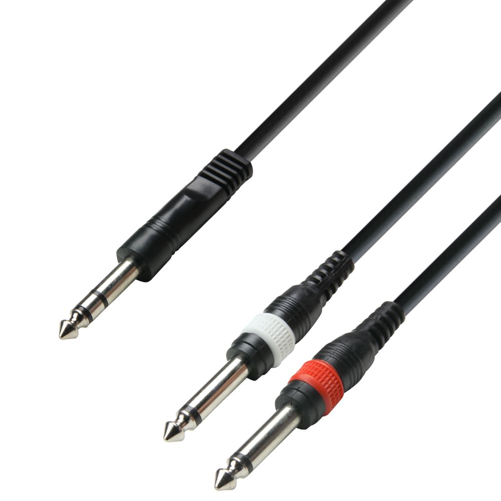 K3 YVPP 0100 - Cable de Audio de Jack 6,3 mm estéreo a 2 Jacks 6,3 mm mono 1 m