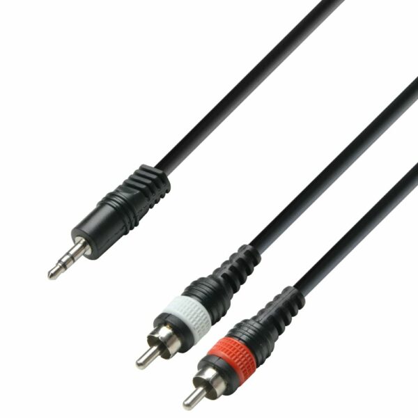 A.H. Cables,  K3YWCC0100 - Cable de Audio de Minijack 3,5 mm. estéreo a 2 RCA macho de 1 metro