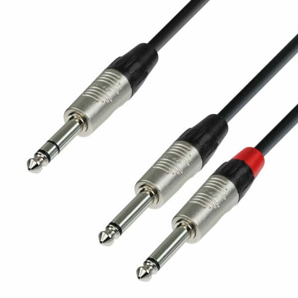 A.H. Cables,  K4YVPP0090 - Cable de Audio REAN de Jack 6,3 mm. estéreo a 2 Jacks 6,3 mm. mono de 0,9 metros.