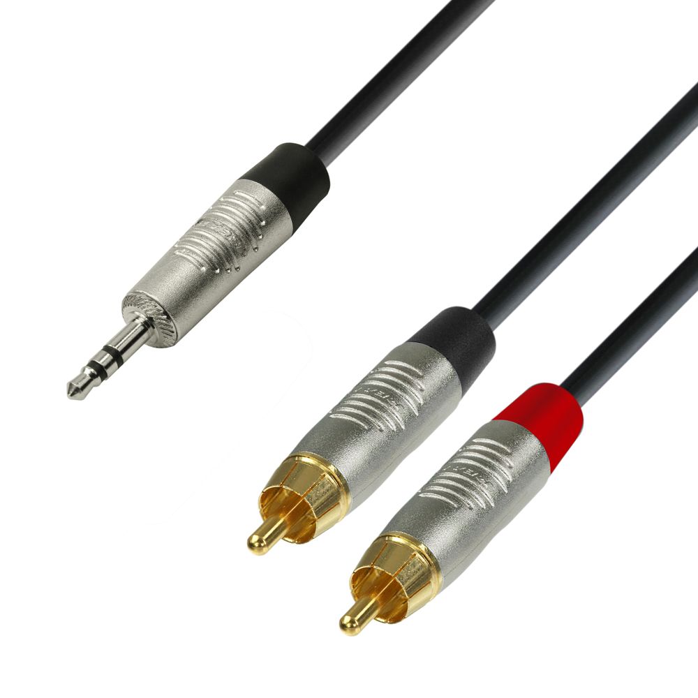 K4 YWCC 0090 - Cable de Audio REAN de Minijack 3,5 mm estéreo a 2 RCA macho 0,9 m