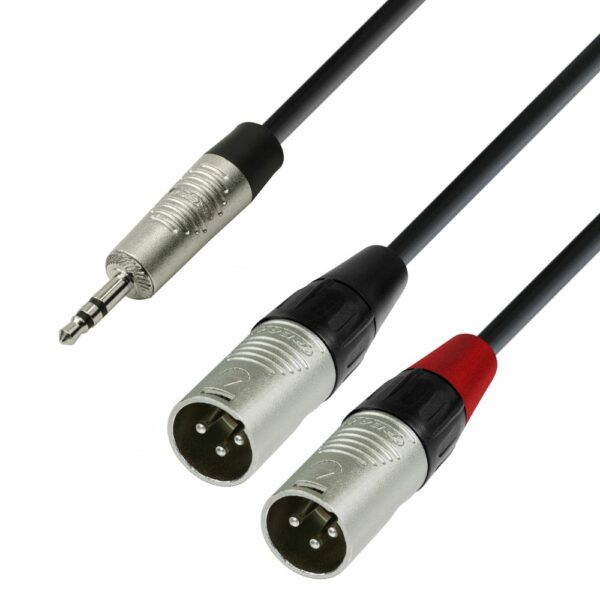 A.H. Cables,  K4YWMM0180 - Cable de Audio REAN de Minijack 3,5 mm. estéreo a 2 XLR macho de 1,8 metros.