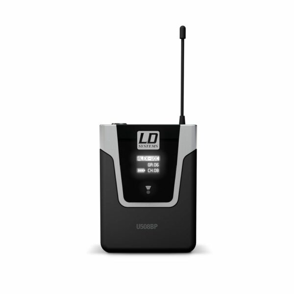LD  U508BP - Emisor de petaca  de sistema inalámbrico UHF True Diversity de la serie U500®, Transmisión rango de frecuencia 823 - 832 MHz , 863 - 865 MHz