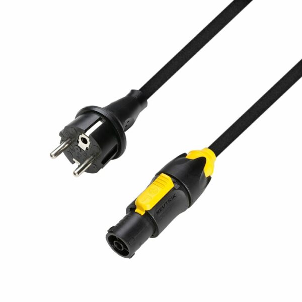 Adam Hall Cables, 8101TCON0300 - Cable eléctrico Power Cord CEE 7/7 - Powercon True1 1.5mm² 3m, Cable de red con cable de goma H07RN-F. Equipado con conector genuino Neutrik Powercon