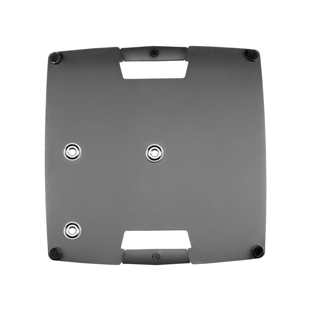 Gravity WB431B - Base cuadrada para soportes y trípodes de acero, para tubos M20, ofrece un apoyo seguro en el suelo, con opción de montaje para lastres descentrados