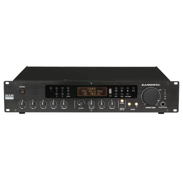 DAP ZA-9120TU - Amplificador, Etapa de potencia línea 100 V. para instalaciones de 120 W. con múltiples zonas