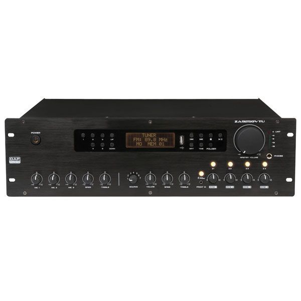 DAP ZA-9250VTU - Amplificador, Etapa de potencia línea 100 V. para instalaciones y 250 W. con control de volumen y múltiples zonas.