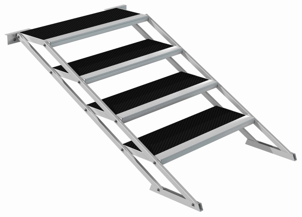 ESCALERAS AJUSTABLES 60 - 100CM - Angulo ajustable para encajar en cualquier altura de 60 - 100cm , Peldaños Hexa anti deslizantes Certificado TÜV. POWER DYNAMICS