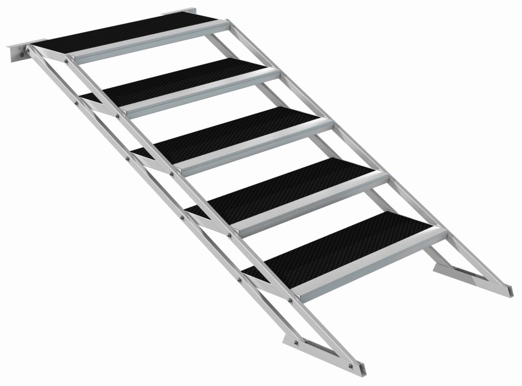 ESCALERAS AJUSTABLES 80 - 140CM - peldaños con cobertura vinílica hexa antideslizante Angulo ajustable para encajar en cualquier altura de 80 - 140cm , Certificado TÜV,  POWER DYNAMICS