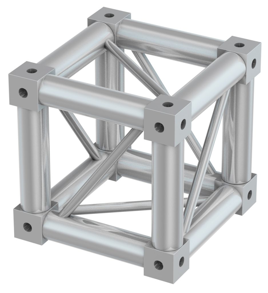 BEAMZ  P30 MCB - TRUSS CUADRADO, CAJA MULTI CONEXIÓN ,  ALUMINIO COLOR PLATA , Incluye 8 conectores cónicos media, Fabricado en Europa,  Certificado TÜV