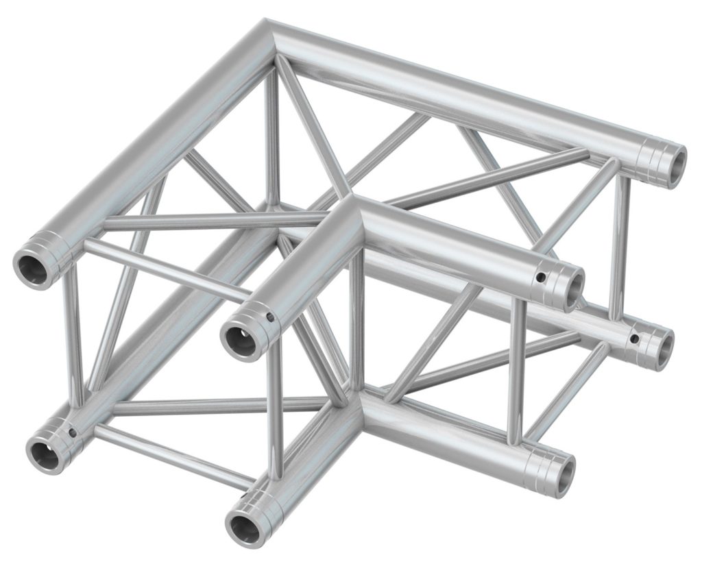 BEAMZ  P30 C21 - TRUSS CUADRADO, CORNER 90º, 2 VIAS, Aluminio color plata, Fabricado en Europa, Certificado TÜV