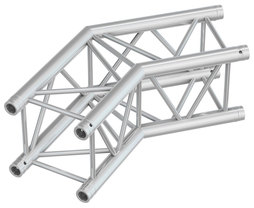 BEAMZ  P30 C23 - TRUSS CUADRADO, CORNER 135º,  2 VIAS, Aluminio color plata, Fabricado en Europa, Certificado TÜV