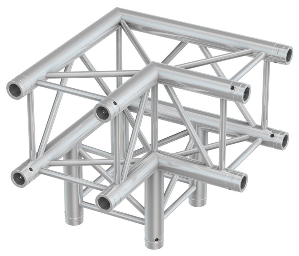 BEAMZ  P30 C30 - TRUSS CUADRADO, CORNER 90º, 3 VIAS, Aluminio color plata, Fabricado en Europa, Certificado TÜV