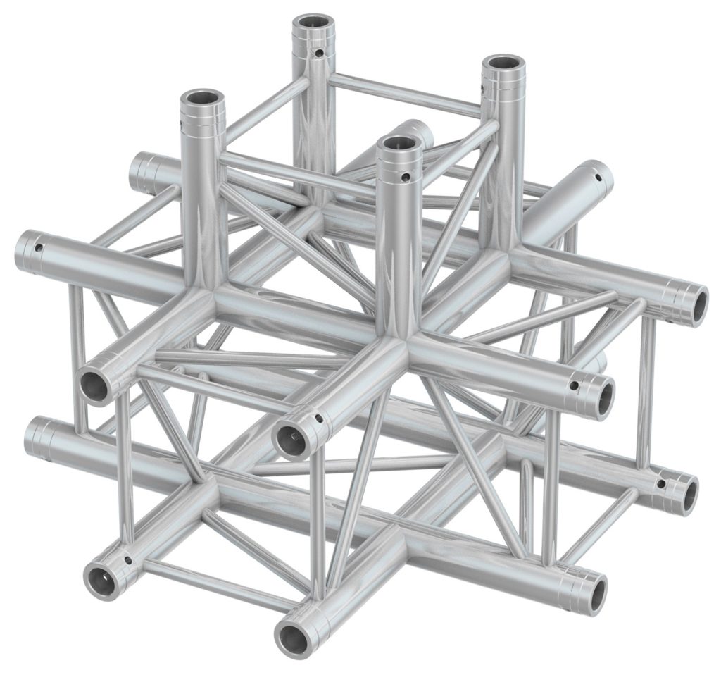 BEAMZ  P30 C55 - TRUSS CUADRADO CRUZETA  5 VIAS , Dimensions (L x W x H) 71 x 71 x 50mm. Tirantes 16 x 2 mm , Certificado TÜV
