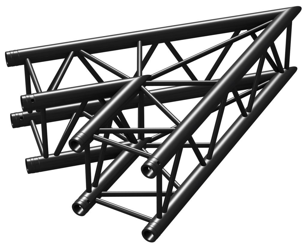 BEAMZ  P30 C19 - TRUSS CUADRADO CORNER 2 VÍAS 45º, COLOR NEGRO, Fabricado en Europa, Certificado TÜV