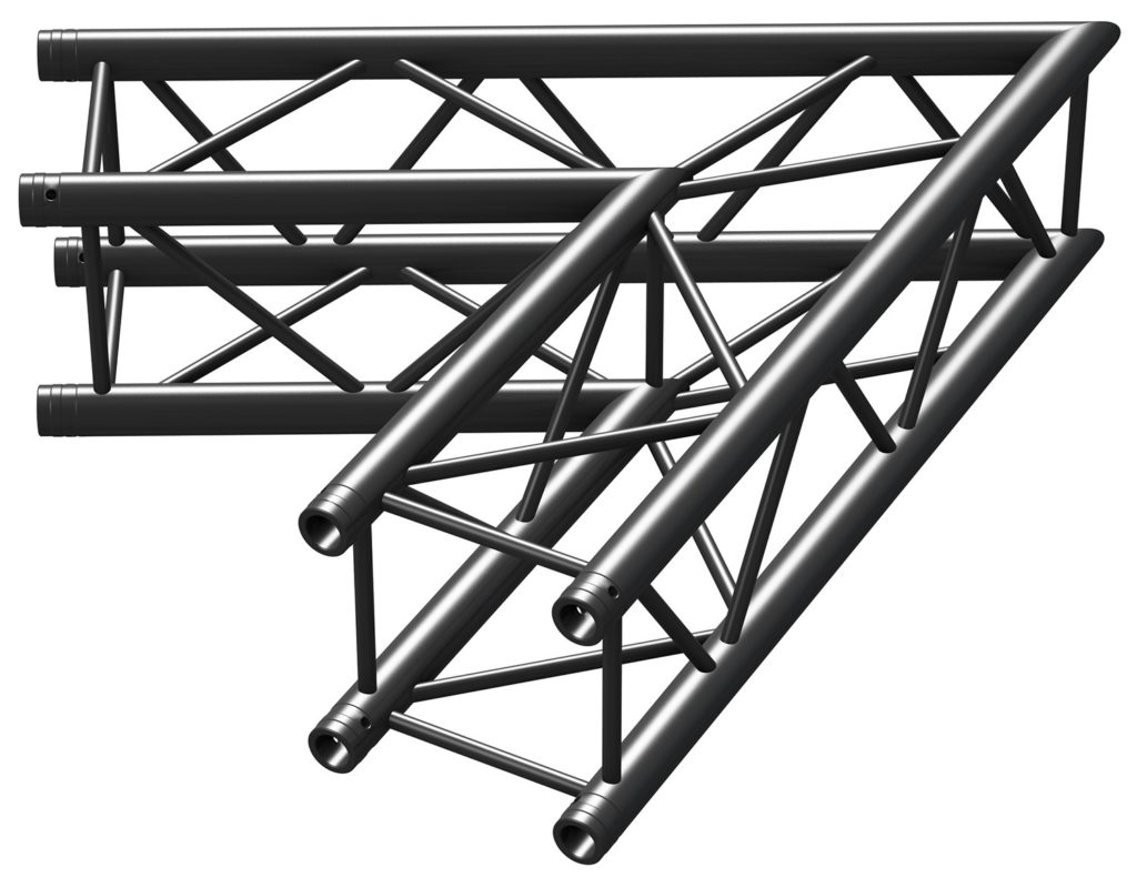 BEAMZ  P30 C20 - TRUSS CUADRADO CORNER 60º 2 VÍAS COLOR NEGRO , Fabricado en Europa, Certificado TÜV