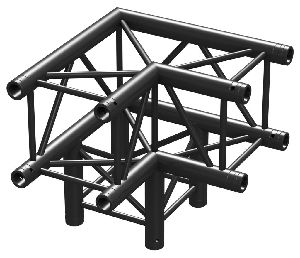 BEAMZ  P30 C30 - TRUSS CUADRADO , CORNER 90º , 3 VÍAS, COLOR NEGRO, Fabricado en Europa, Certificado TÜV