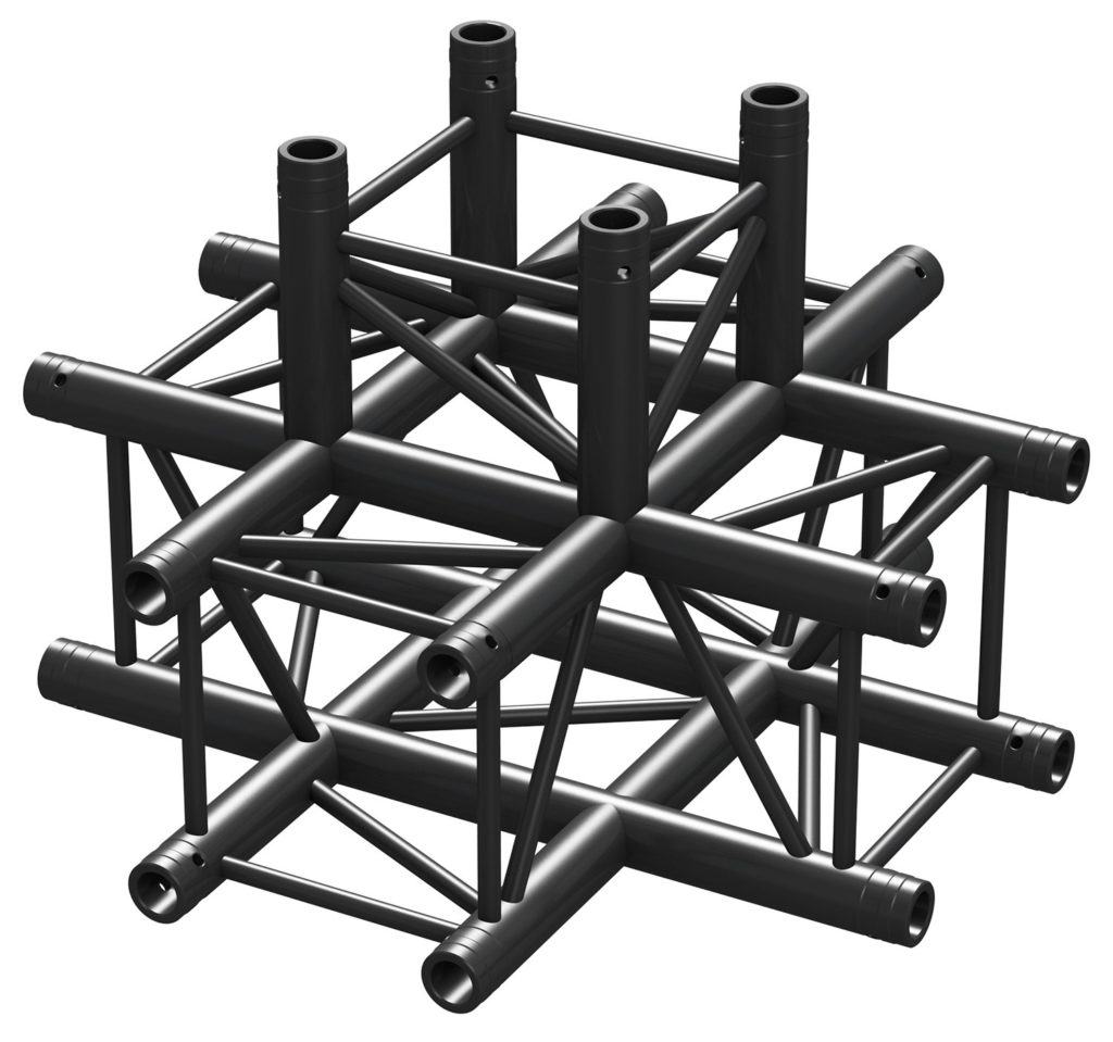 BEAMZ  P30 C55 - TRUSS CUADRADO, CRUZ, 5 VÍAS, COLOR NEGRO, Fabricado en Europa, Certificado TÜV