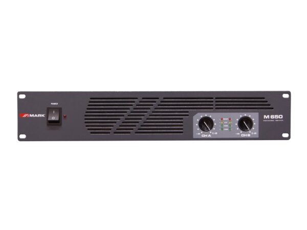 MARK  M650 - Amplificador etapa de potencia PA , 2x220W  8 ohm / 2x320W 4 ohm , Tipo: Clase AB. 2 unidades de rack de 19"