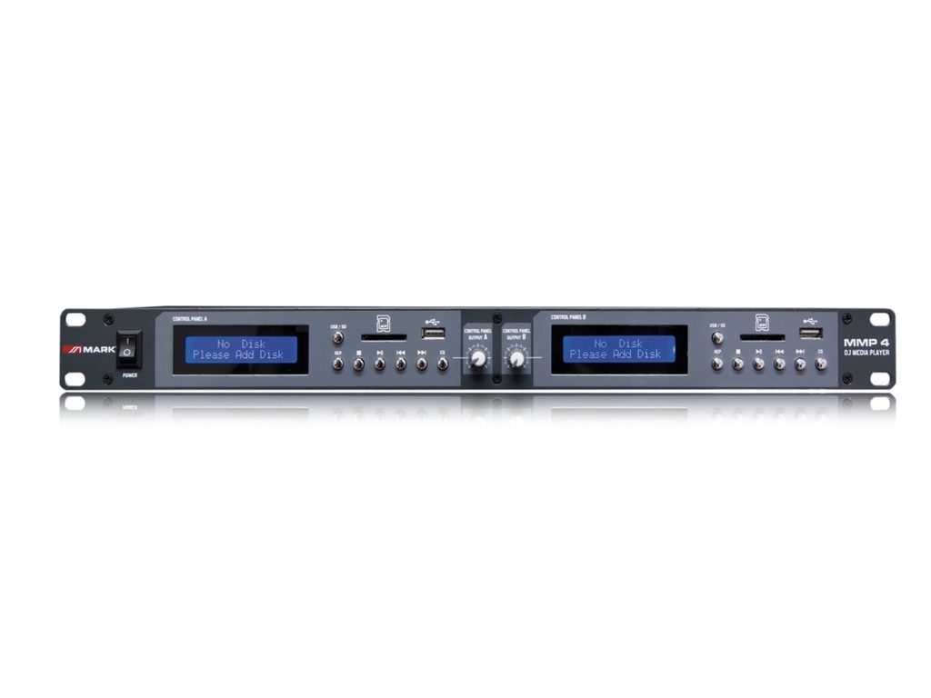 MARK MMP 4 - Reproductor multimedia doble ,USB/SD. 5 memorias ecualización. 1 Unidad rack 19"
