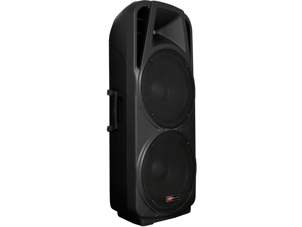 MARK MBS 1215/2 A USB - Caja acústica activa PA 2 x 15" Potencia: 600 W. AES , Máx SPL: 124 dB , 2 x Woofer 15" + Driver 1.3". USB/SD. ABS.