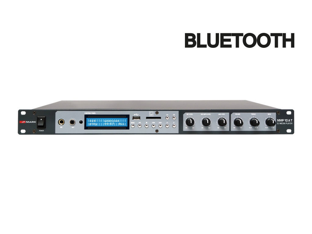 MARK - MMP 10 AT - Amplificador de instalación reproductor multimedia . 2 x 100W 4 Ohm. USB/SD/BT. MIC+AUX+LINE , (1 HU rack 19").