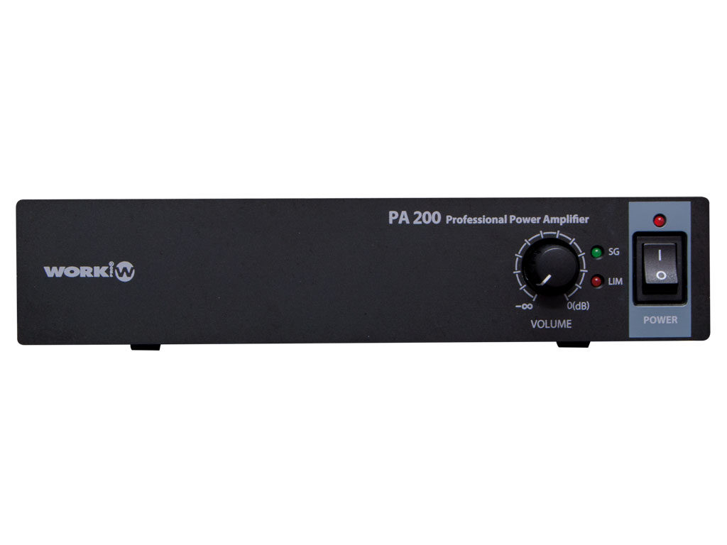 WORK - PA 200 - Amplificador Línea 100 V. profesional de instalación , 200 W. 2x100W. @ 8 Ohm. LINE (Audio),1 RJ45 ,Control remoto por comandos RS485.