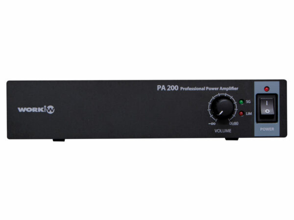WORK - PA 200 - Amplificador Línea 100 V. profesional de instalación , 200 W. 2x100W. @ 8 Ohm.  LINE (Audio),1 RJ45  ,Control remoto por comandos RS485.