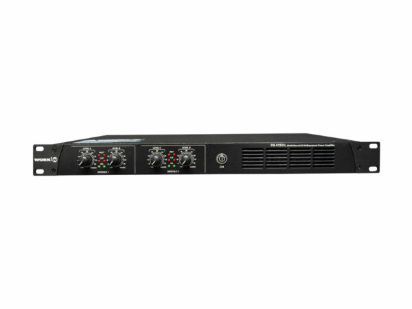 WORK - PRO - PA 4150 L - Amplificador línea 100 V.  de instalación de 4 canales , 4x150W. L70/100V. Fuente conmutada, amplificador clase D. 1 Unidad de rack 19".