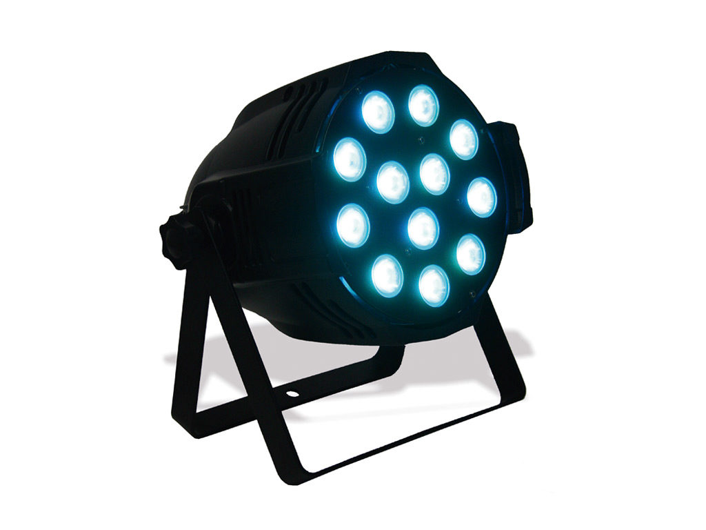 MARK - SUPERMULTIPARLED 120/4 - FOCO PAR LED , Proyector iluminación 120W. 12 x LED RGBW 10W. DMX Ch: 7. Apertura 45º.