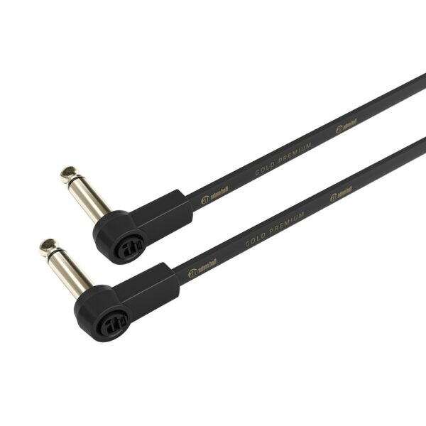 Adam Hall Cables K4 IRR 0010 FLM - Cable para instrumentos plano,  Flat Audio Cable, 6.3 mm Mono Gold Plug, 0.1 m, Jack mono de 6,35 mm acodado extraplano con punta bañada en oro Cable de instrumento de gama alta no balanceado con doble blindaje.