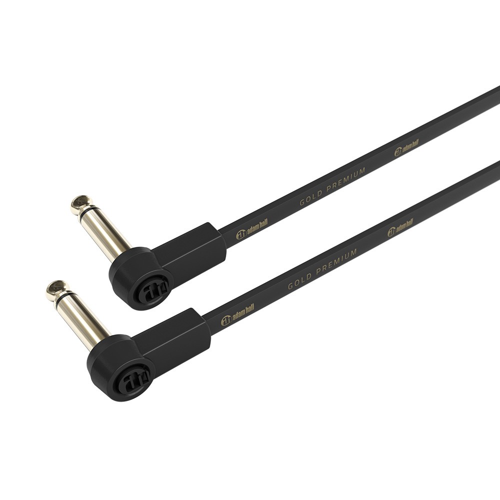 Adam Hall Cables K4 IRR 0060 FLM - Cable para instrumentos plano, Flat Audio Cable, 6.3 mm Mono Gold Plug, 0.6 m, Jack mono de 6,35 mm acodado extraplano con punta bañada en oro Cable de instrumento de gama alta no balanceado con doble blindaje