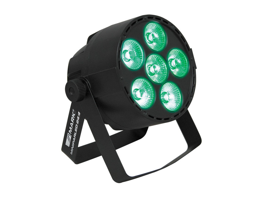 MARK MINIPARLED 24 4 - FOCO MINI PAR LED , Proyector iluminación 24W. 6 x LED RGBW de 4W. DMX Ch: 7. Apertura 25º.