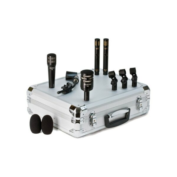 AUDIX DP-QUAD - Micrófonos para instrumentos , Pack de micros de batería compuesto por; 1 micro i5 para caja, 2 Micros ADX51 para ambiente, 1 micro D6 para bombo con sus correspondiente pinzas . Aplicación para directo y estudio de grabación