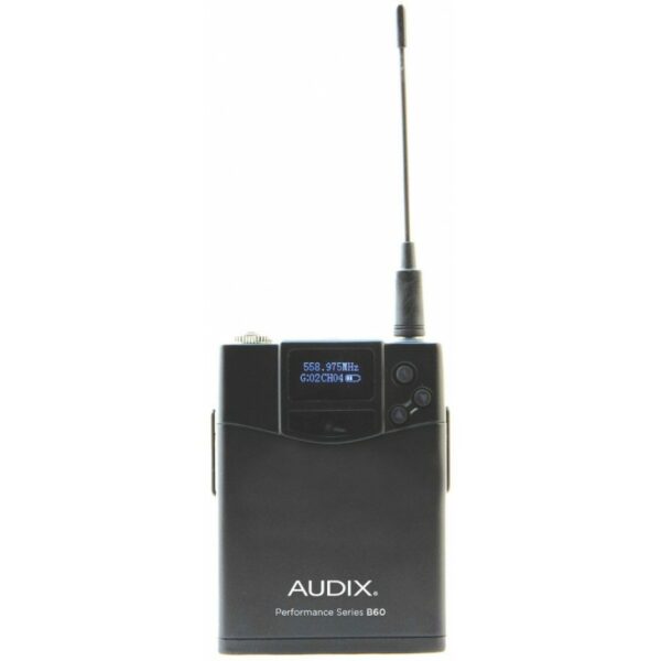 AUDIX - TRANSMISOR BODY PACK B60 - Micrófono inalámbrico (Transmisor) en formato Body Pack B60 para la gama de micrófonos AP40 y AP60 (AP41, 42, 61, 62) de Audix. Frecuencias de 522 a 586 MHZ.